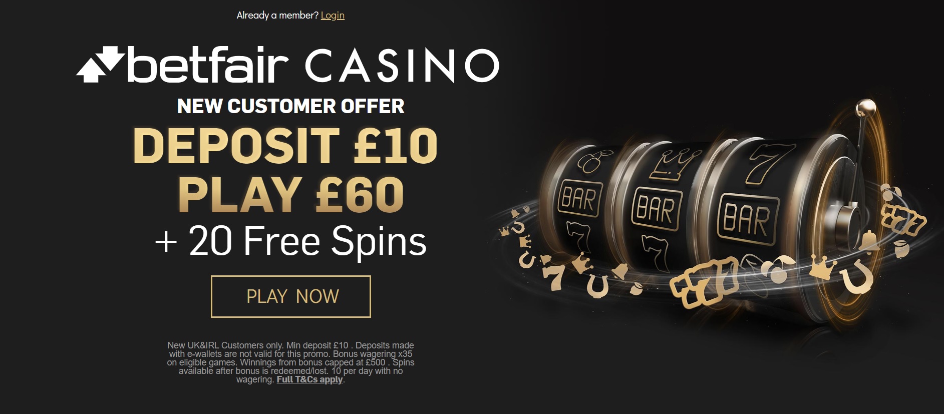 betfair casino 50 free spins