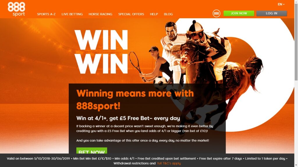 Win Win 888 Sport Promotion And Back A 4/1 + Winner Collect £5 Free Bet