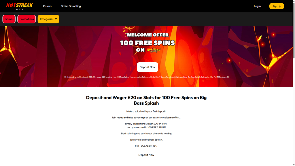 Hot Streak Casino - Get 100 Free Spins