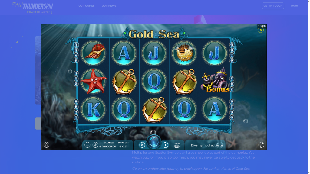 freshbet free spins code for Gold Sea Slot game - screenshot