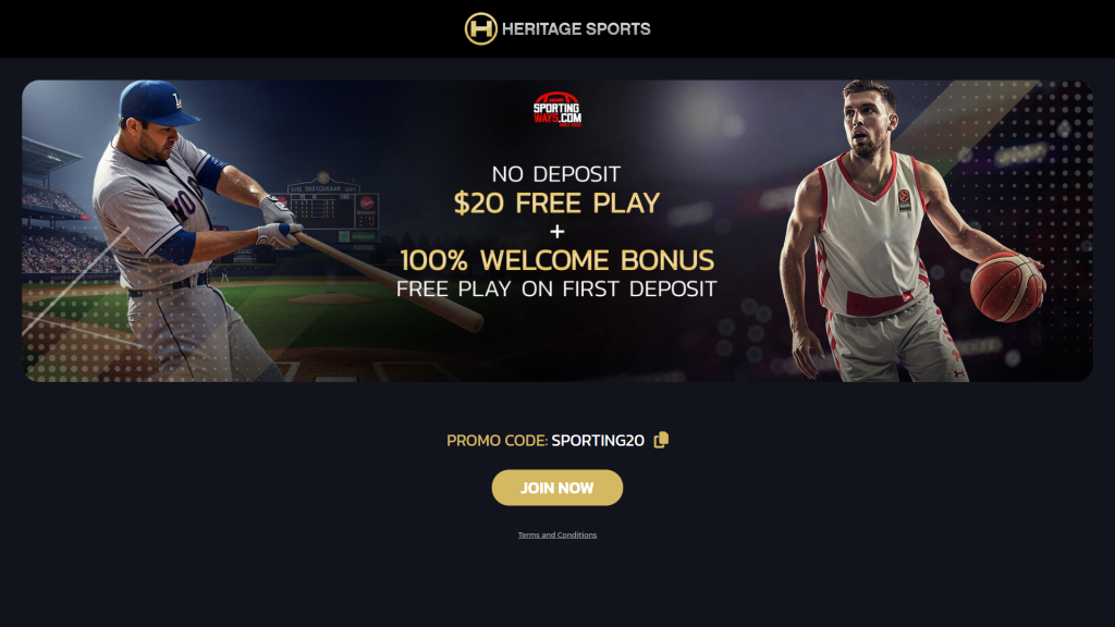 Heritagesports no deposit bonus code screenshot